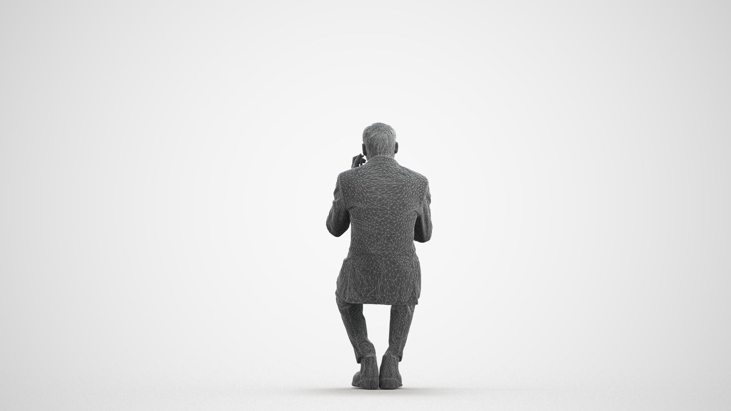 photogrammetry 3D man business shopping, realistic human model archviz FBX, wireframe front view