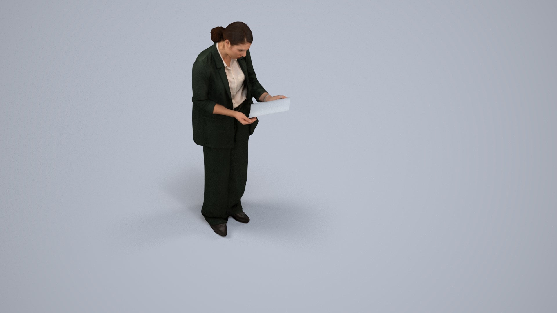 realistic 3D people woman business, render-ready for V-Ray and Corona, FBX OBJ, back view render