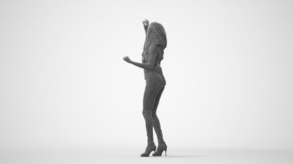 3D human model woman casual standing, photogrammetry scanned person for archviz, square thumbnail