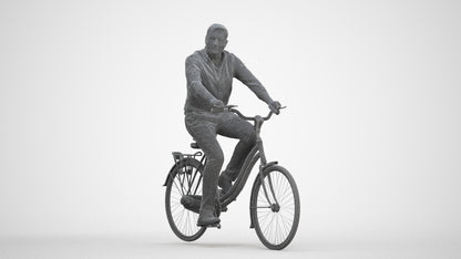 realistic 3D people man casual cycling, render-ready for V-Ray and Corona, FBX OBJ, three-quarter front view render