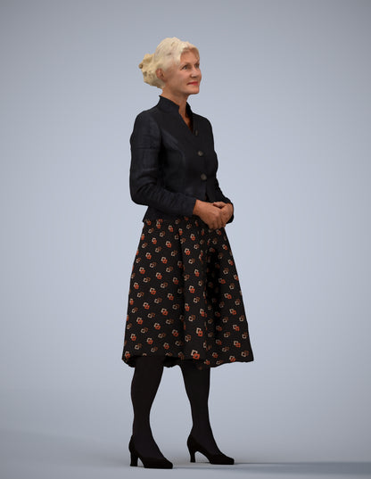 realistic 3D senior woman business standing, scanned archviz people for Blender and 3ds Max