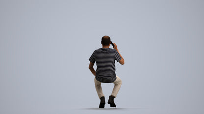 realistic 3D people man casual sitting, render-ready for V-Ray and Corona, FBX OBJ, front view render