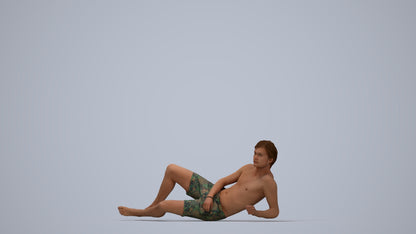 photogrammetry 3D man pool, realistic human model archviz FBX, top-down view render