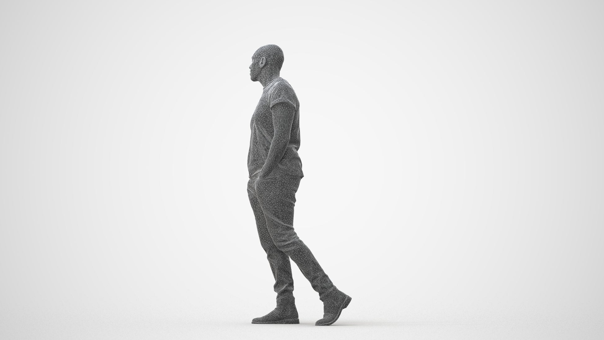 3D scanned man walking casual, photorealistic archviz people for Enscape and SketchUp, square thumbnail