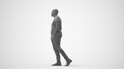 3D scanned man walking casual, photorealistic archviz people for Enscape and SketchUp, square thumbnail