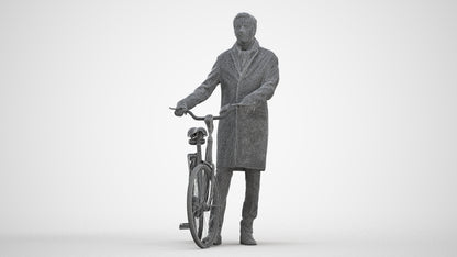 photogrammetry 3D man cycling, realistic human model archviz FBX, three-quarter front view render