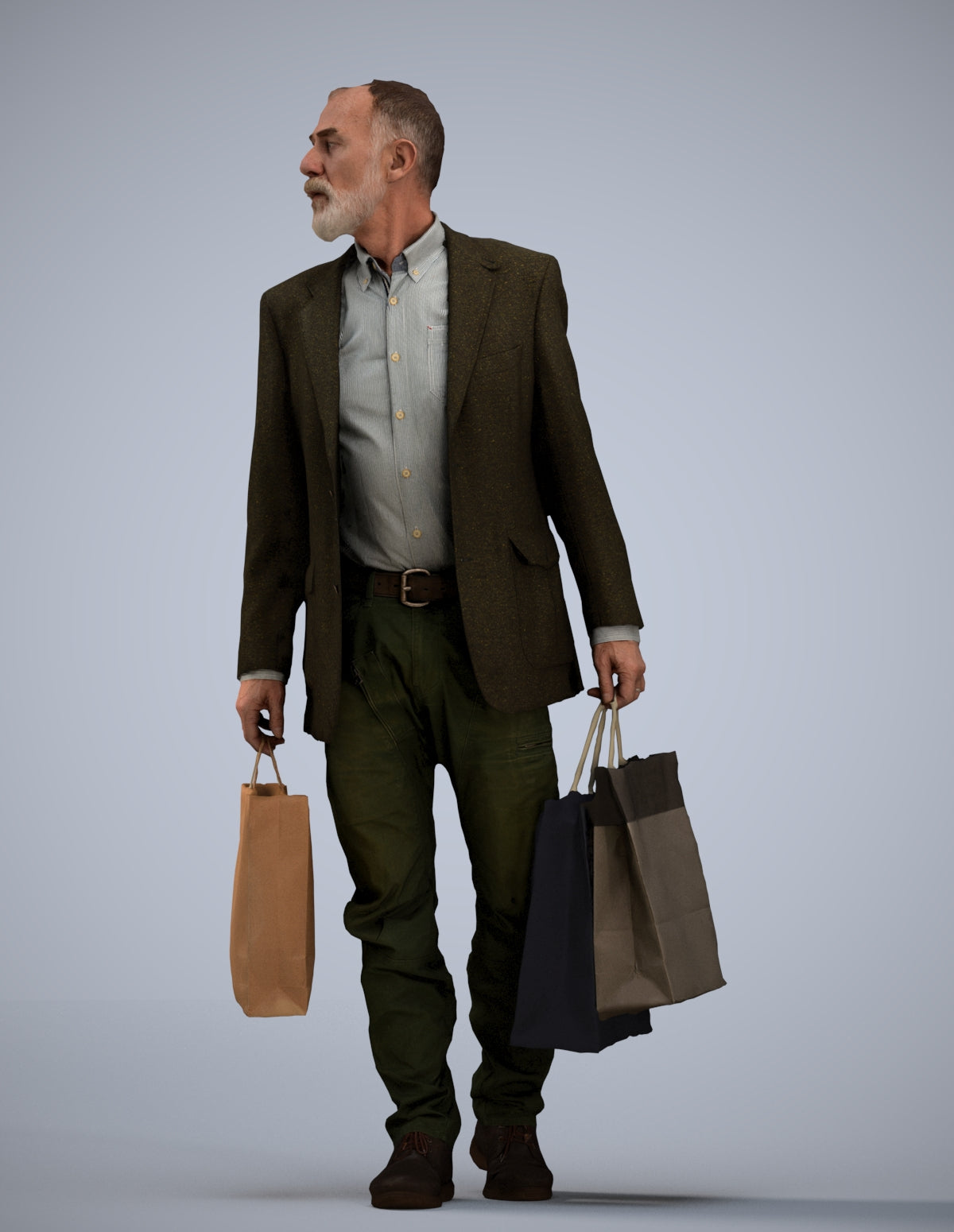 photogrammetry 3D senior man casual business, realistic human model archviz FBX