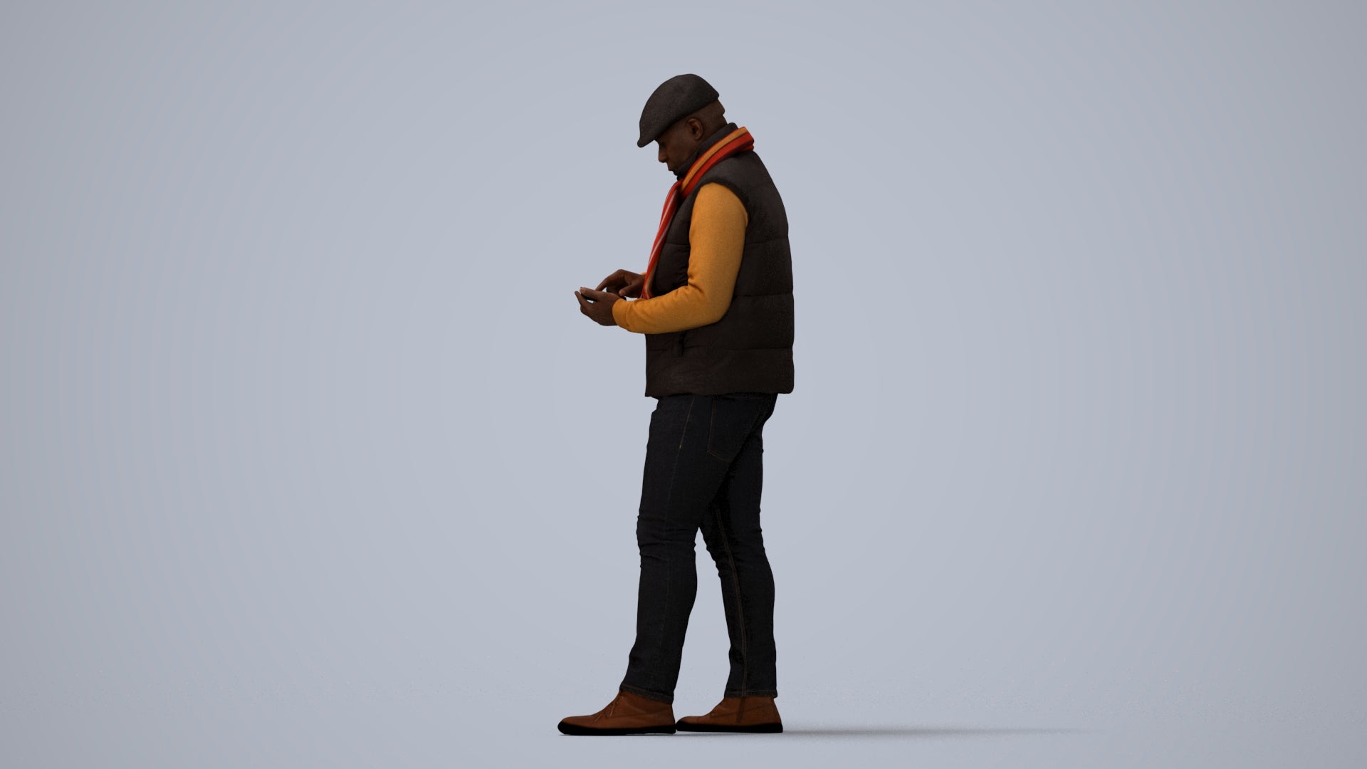 3D scanned man standing casual, photorealistic archviz people for Enscape and SketchUp, three-quarter view render