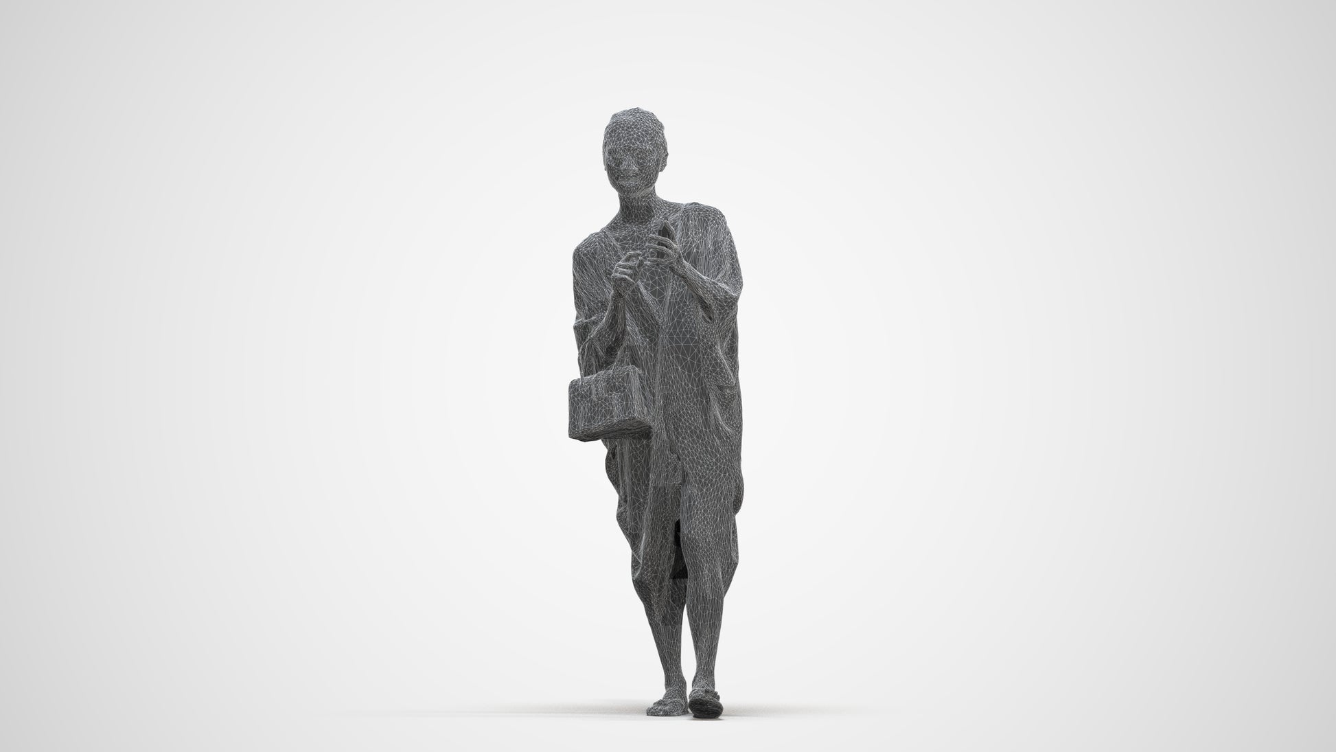 photogrammetry 3D woman walking, realistic human model archviz FBX, three-quarter front view render