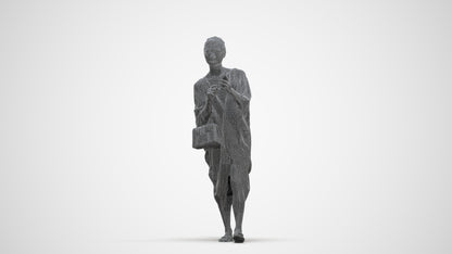 photogrammetry 3D woman walking, realistic human model archviz FBX, three-quarter front view render