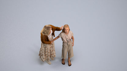 3D people model girl casual kids, scanned human for 3ds Max rendering, back view render
