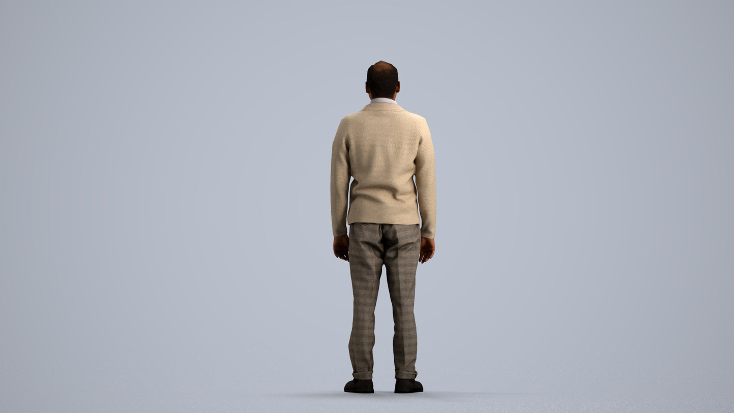 realistic 3D people man business standing, render-ready for V-Ray and Corona, FBX OBJ, front view render