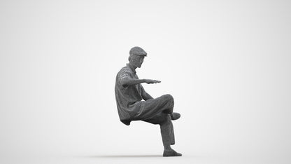 realistic 3D people man casual sitting, render-ready for V-Ray and Corona, FBX OBJ, wireframe side view