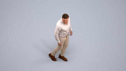 realistic 3D human man casual walking, archviz people FBX OBJ for Blender, back view render