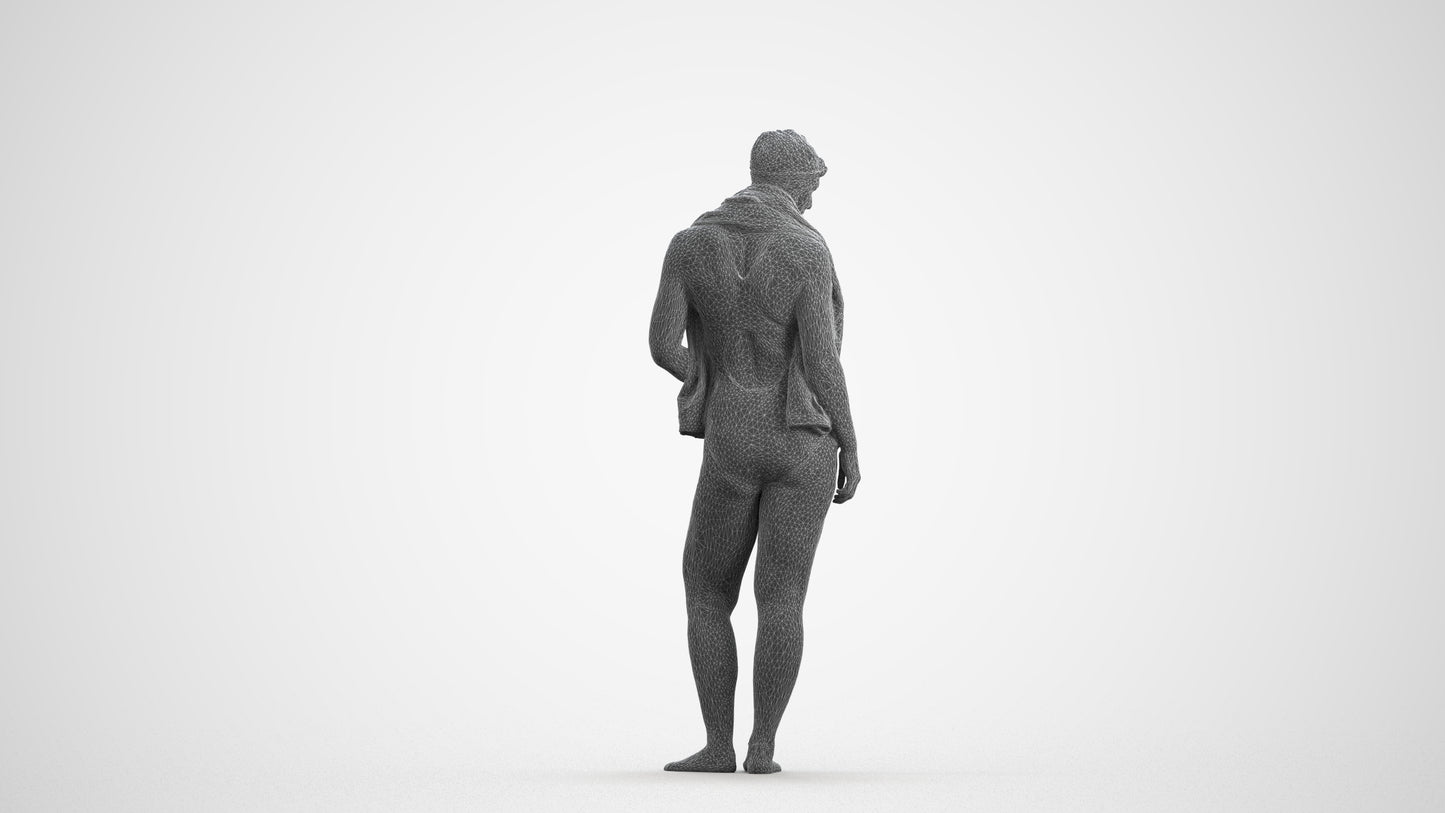 3D people model woman sport pool, scanned human for 3ds Max rendering, wireframe front view