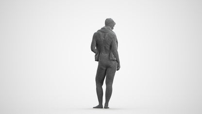3D people model woman sport pool, scanned human for 3ds Max rendering, wireframe front view