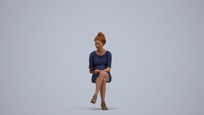 photogrammetry 3D woman casual sitting, realistic human model archviz FBX, standing pose render