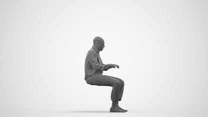 3D human model man business, photogrammetry scanned person for archviz, wireframe side view