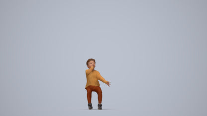 scanned 3D boy casual kids, photogrammetry people for Enscape and V-Ray, top-down view render
