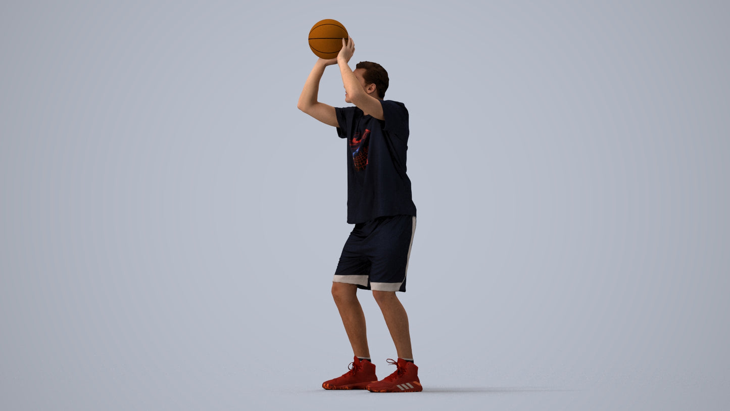 3D people model man sport, scanned human for 3ds Max rendering, three-quarter view render