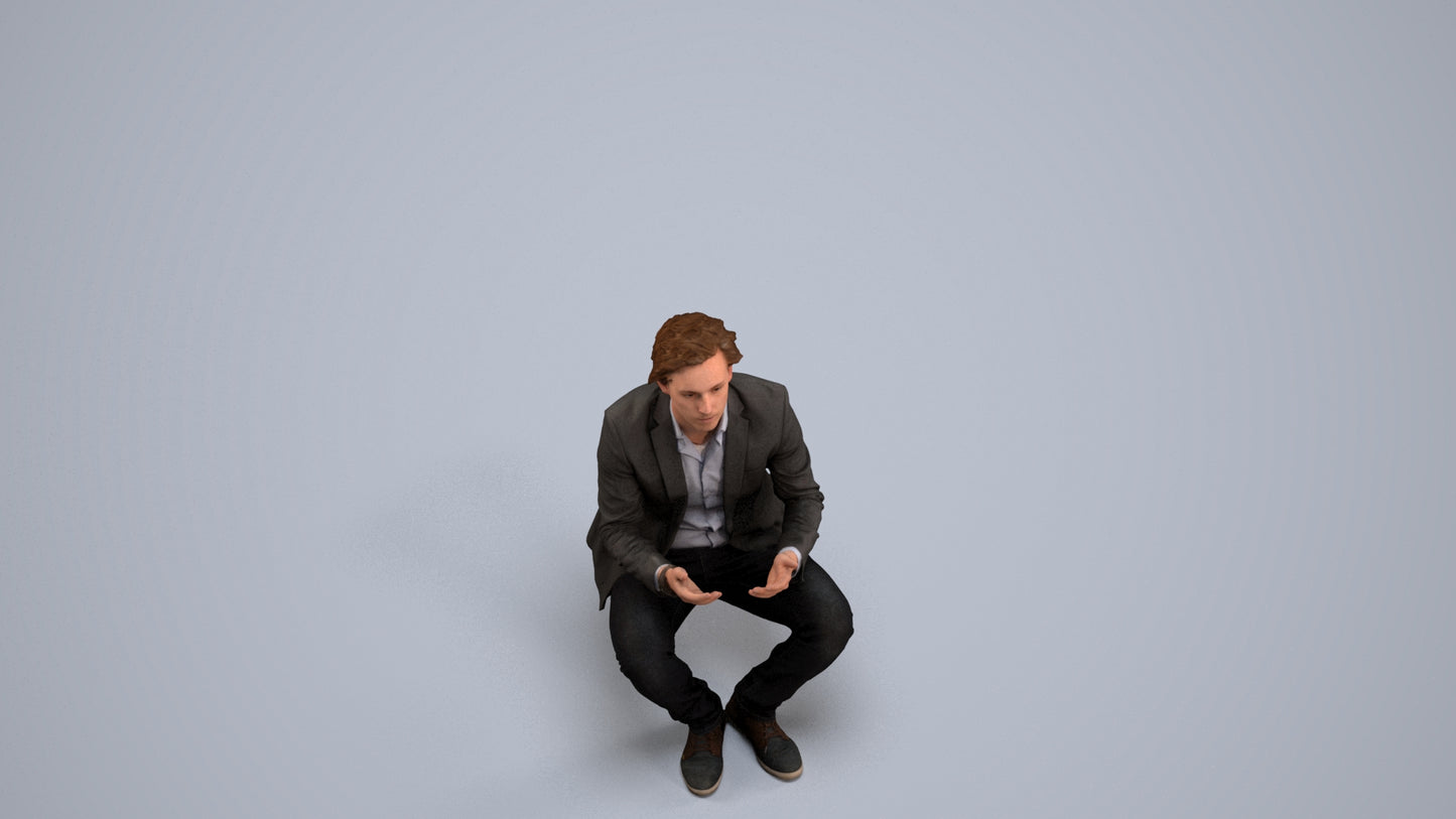 realistic 3D people man business, render-ready for V-Ray and Corona, FBX OBJ, back view render