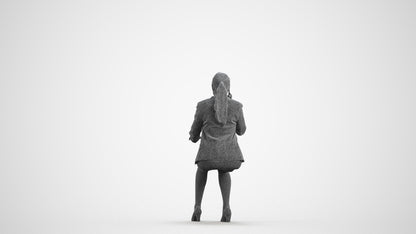 realistic 3D human woman business, archviz people FBX OBJ for Blender, wireframe front view