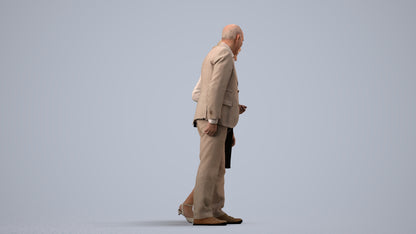 realistic 3D people senior woman business couple, render-ready for V-Ray and Corona, FBX OBJ, side view render