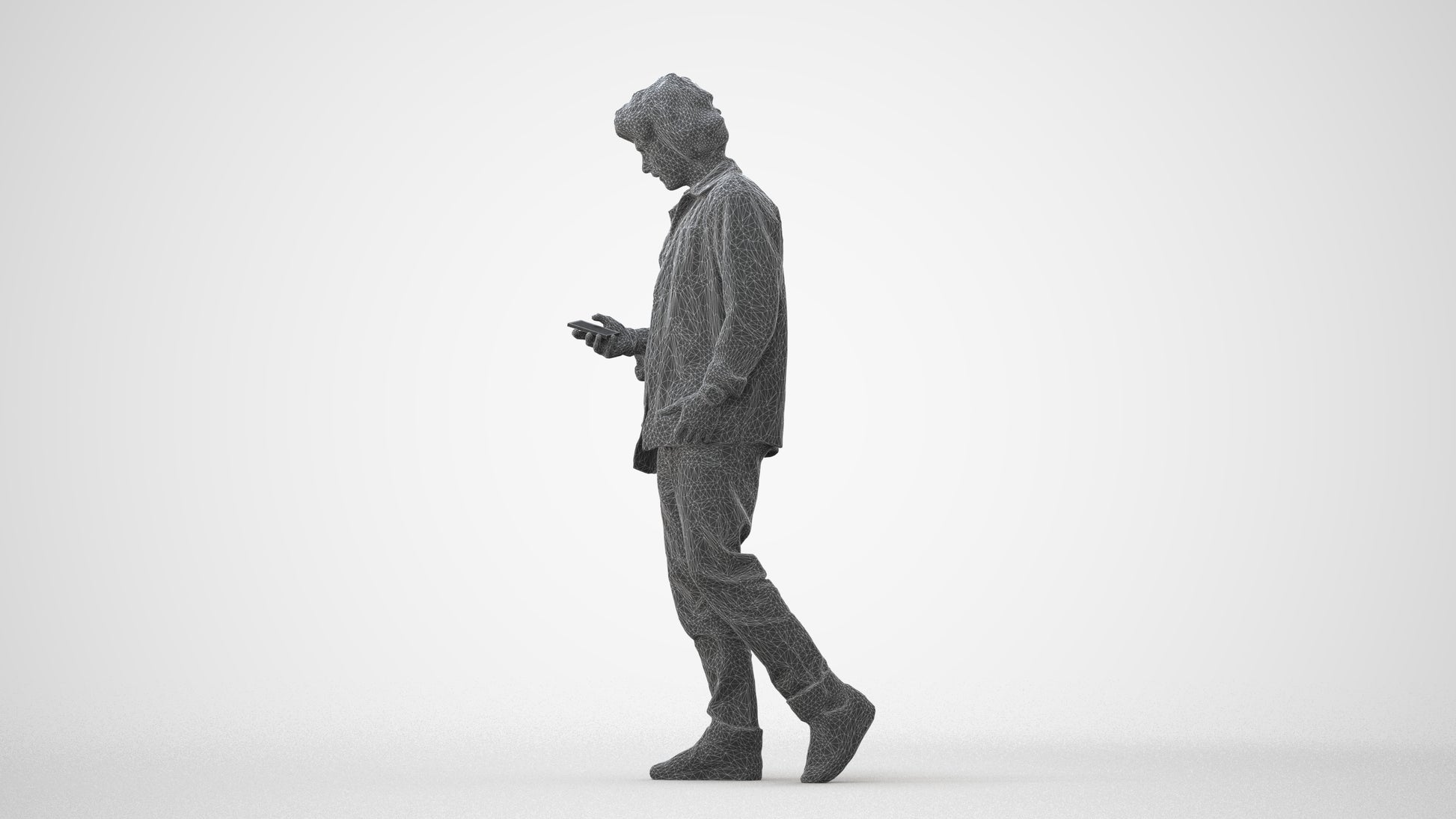 3D scanned man walking casual, photorealistic archviz people for Enscape and SketchUp, square thumbnail