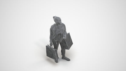 3D scanned woman shopping casual, photorealistic archviz people for Enscape and SketchUp, wireframe three-quarter view