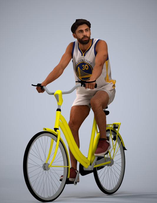 3D scanned man cycling, photorealistic archviz people for Enscape and SketchUp