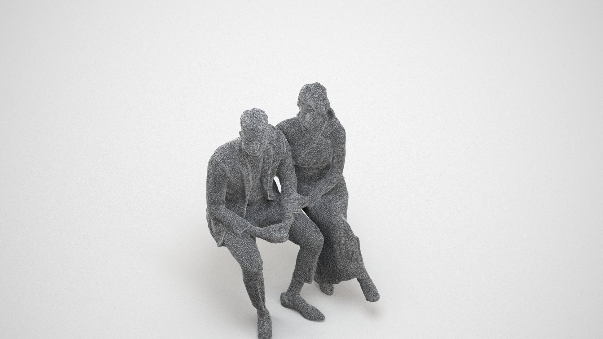 3D people model woman formal couple, scanned human for 3ds Max rendering, wireframe three-quarter view