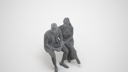 3D people model woman formal couple, scanned human for 3ds Max rendering, wireframe three-quarter view