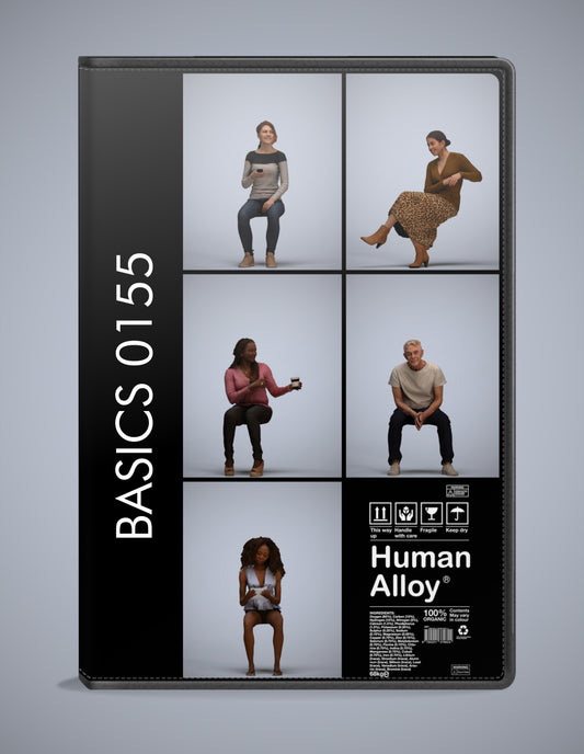 3D people models sitting bundle, 5 scanned humans for 3ds Max rendering