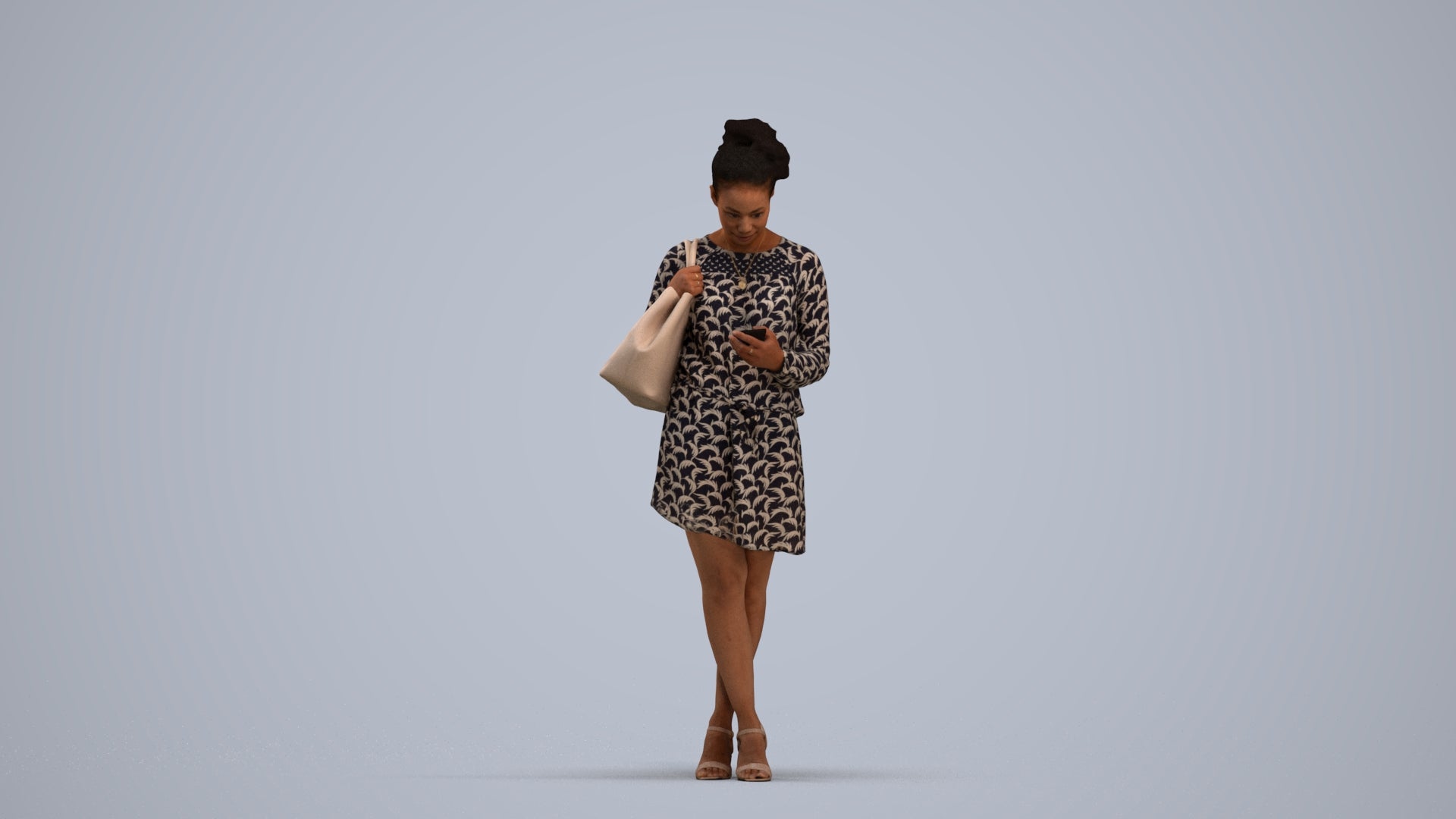 scanned 3D woman casual standing, photogrammetry people for Enscape and V-Ray, standing pose render