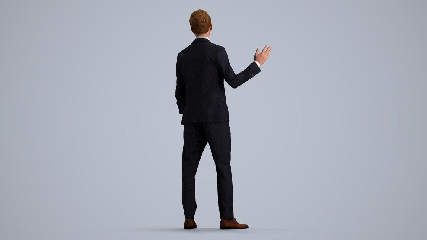 photogrammetry 3D man business, realistic human model archviz FBX, front view render