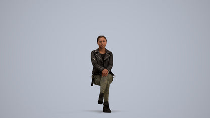 3D people model woman casual sitting, scanned human for 3ds Max rendering, standing pose render