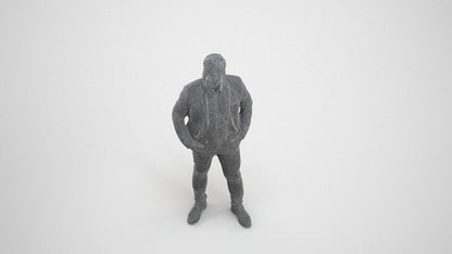 3D scanned man business, photorealistic archviz people for Enscape and SketchUp, wireframe three-quarter view