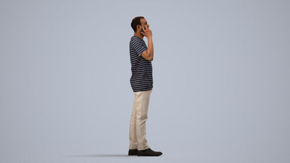photogrammetry 3D man casual standing, realistic human model archviz FBX, side view render