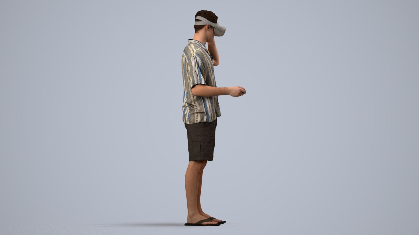 scanned 3D man casual standing, photogrammetry people for Enscape and V-Ray, side view render
