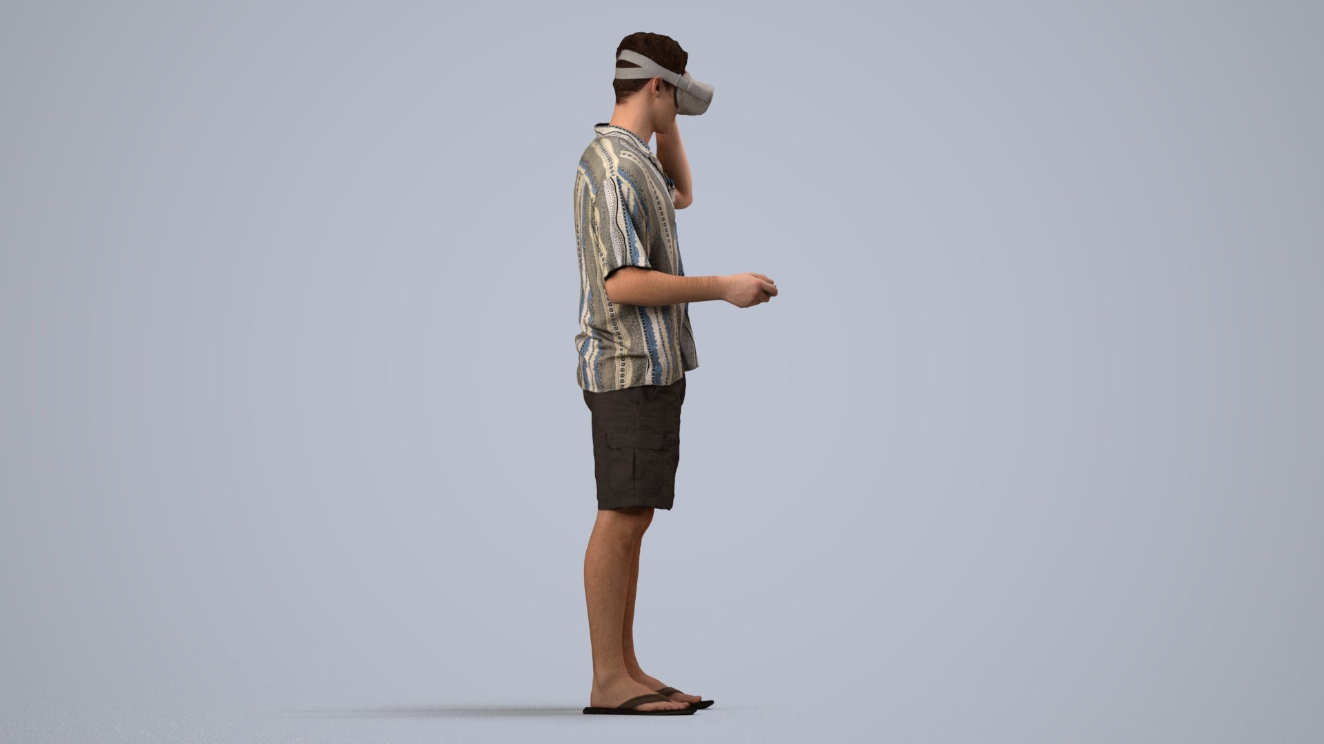 scanned 3D man casual standing, photogrammetry people for Enscape and V-Ray, side view render