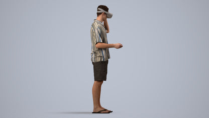 scanned 3D man casual standing, photogrammetry people for Enscape and V-Ray, side view render