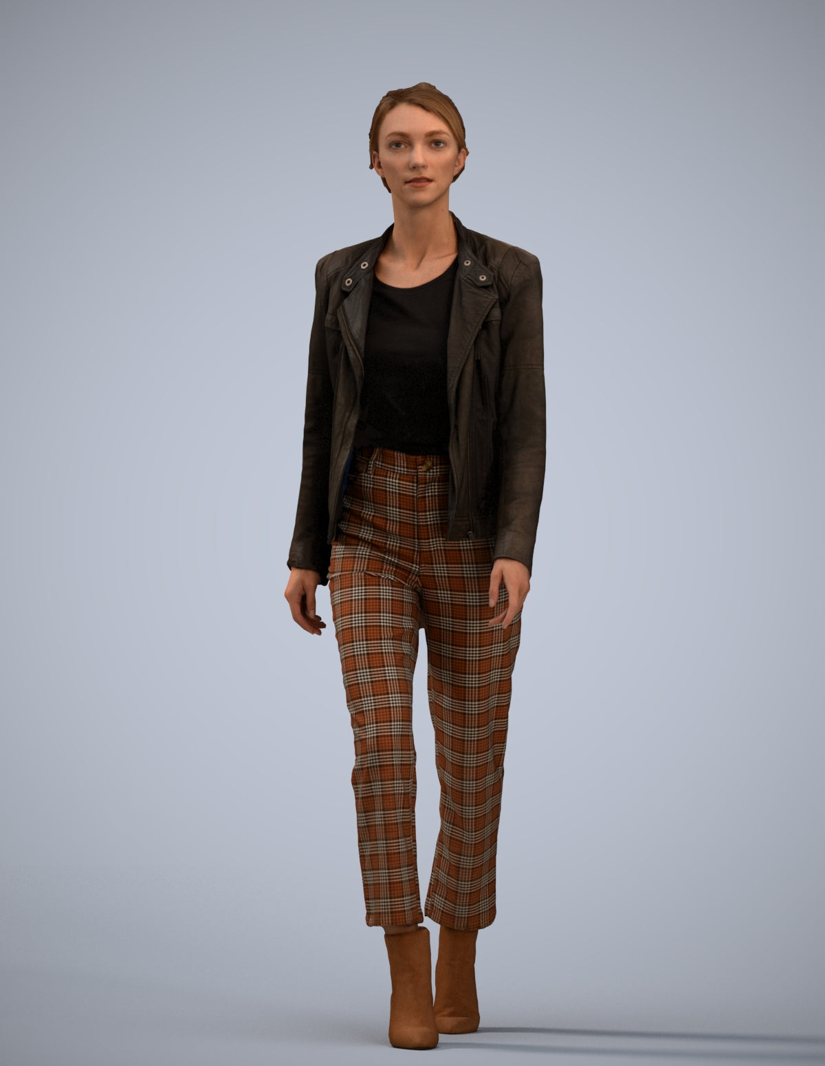 3D scanned woman walking business, photorealistic archviz people for Enscape and SketchUp