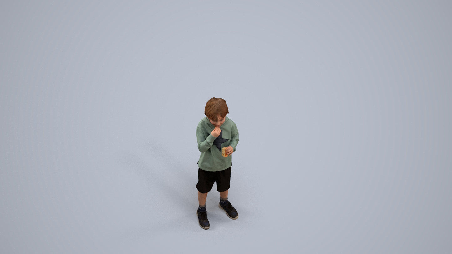 3D scanned boy kids casual, photorealistic archviz people for Enscape and SketchUp, back view render