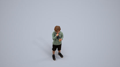 3D scanned boy kids casual, photorealistic archviz people for Enscape and SketchUp, back view render
