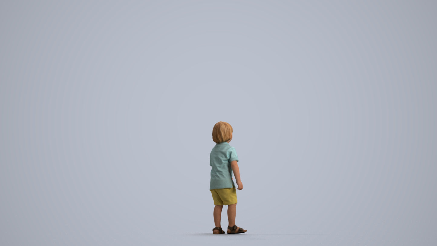 scanned 3D boy casual kids, photogrammetry people for Enscape and V-Ray, front view render