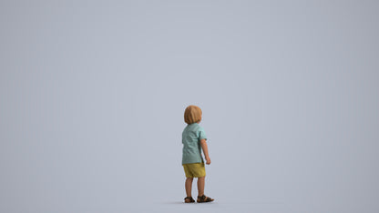 scanned 3D boy casual kids, photogrammetry people for Enscape and V-Ray, front view render