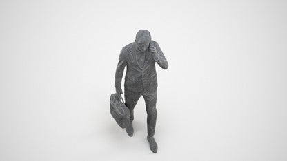 photogrammetry 3D man business, realistic human model archviz FBX, wireframe three-quarter view