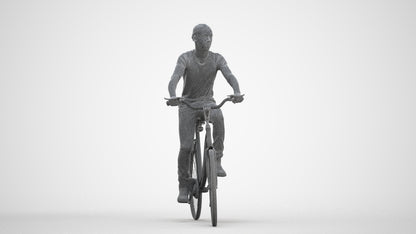 realistic 3D boy casual cycling, scanned archviz people for Blender and 3ds Max, three-quarter front view render