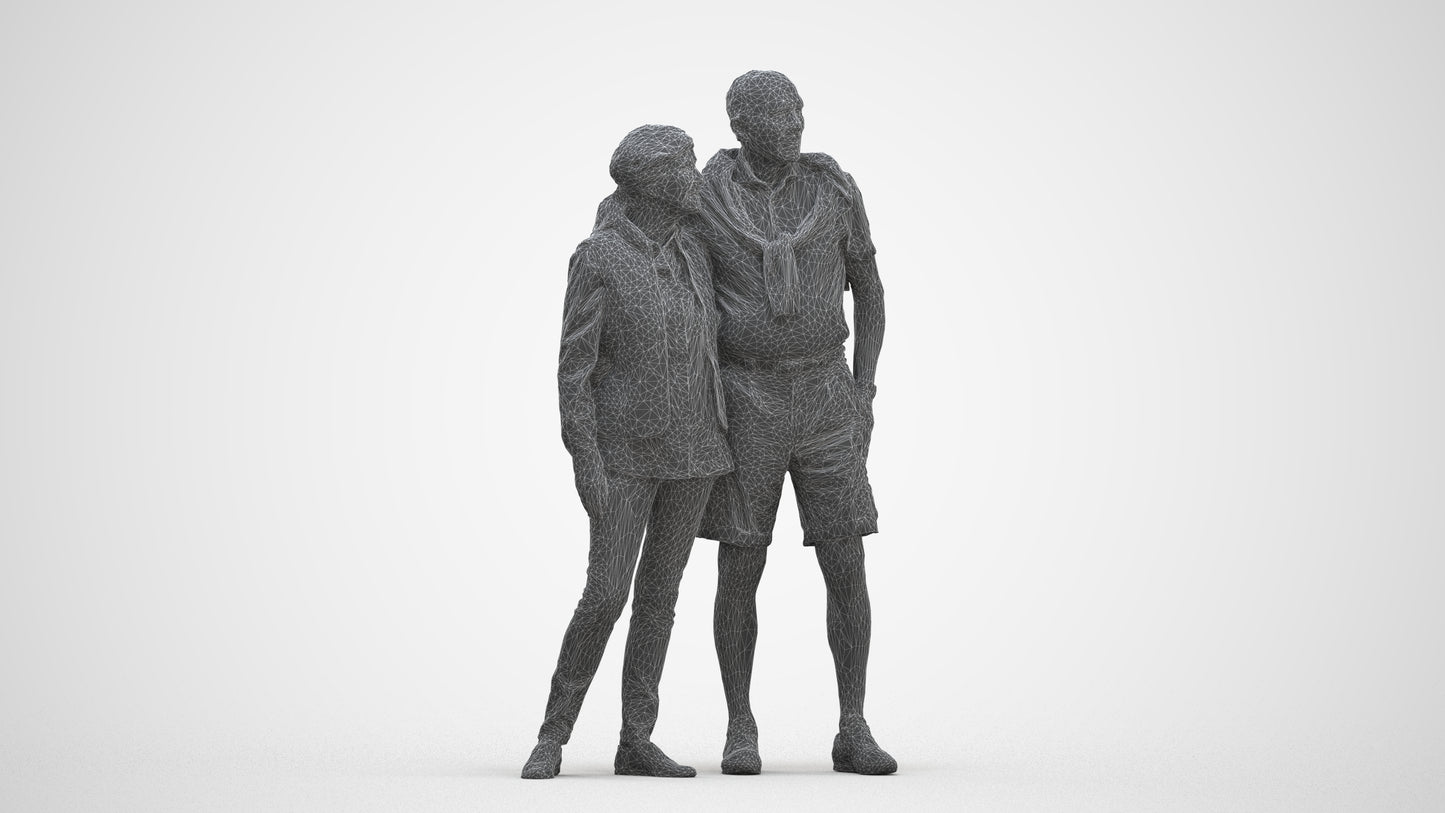 3D scanned senior woman couple casual, photorealistic archviz people for Enscape and SketchUp