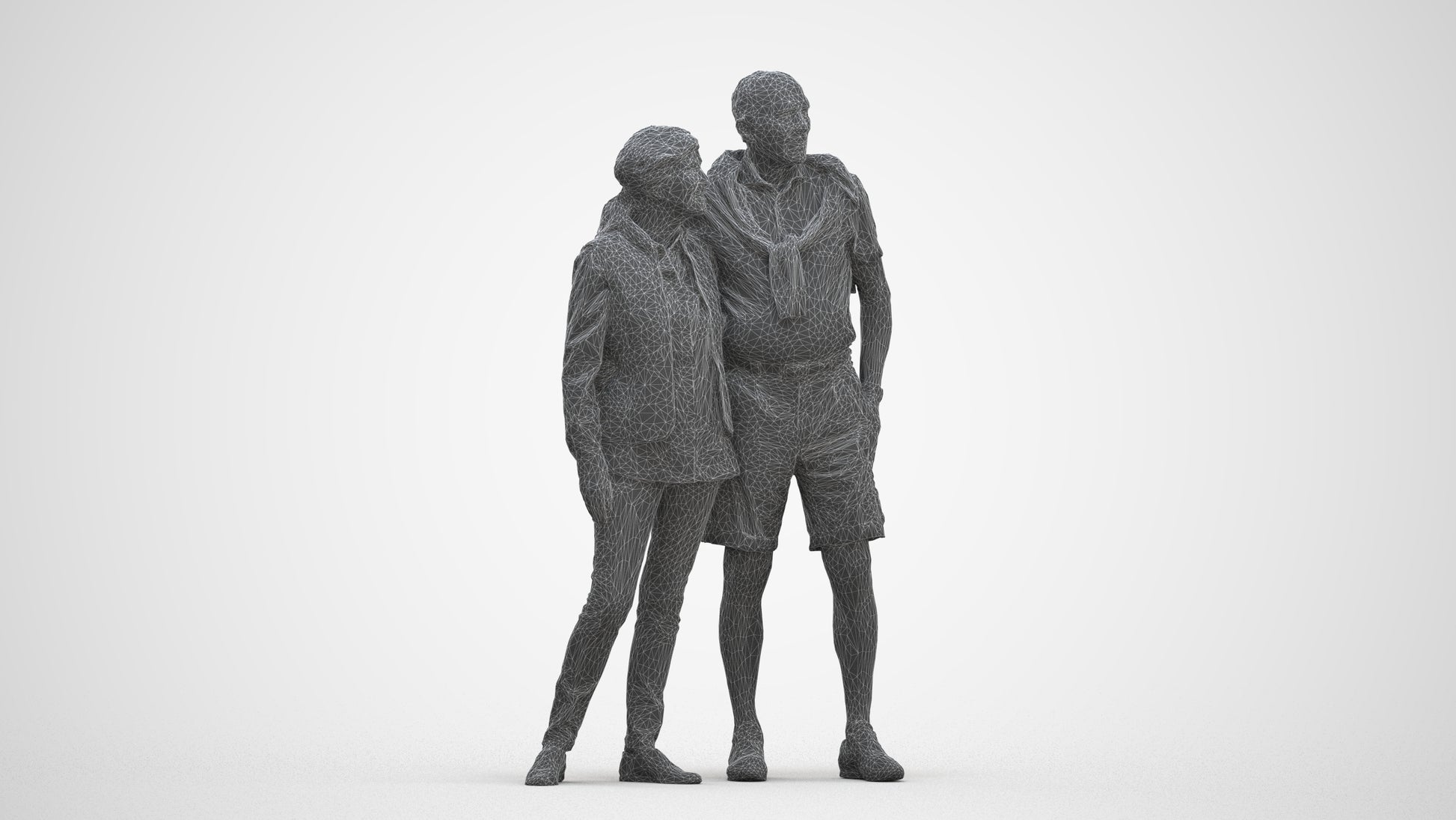 3D scanned senior woman couple casual, photorealistic archviz people for Enscape and SketchUp